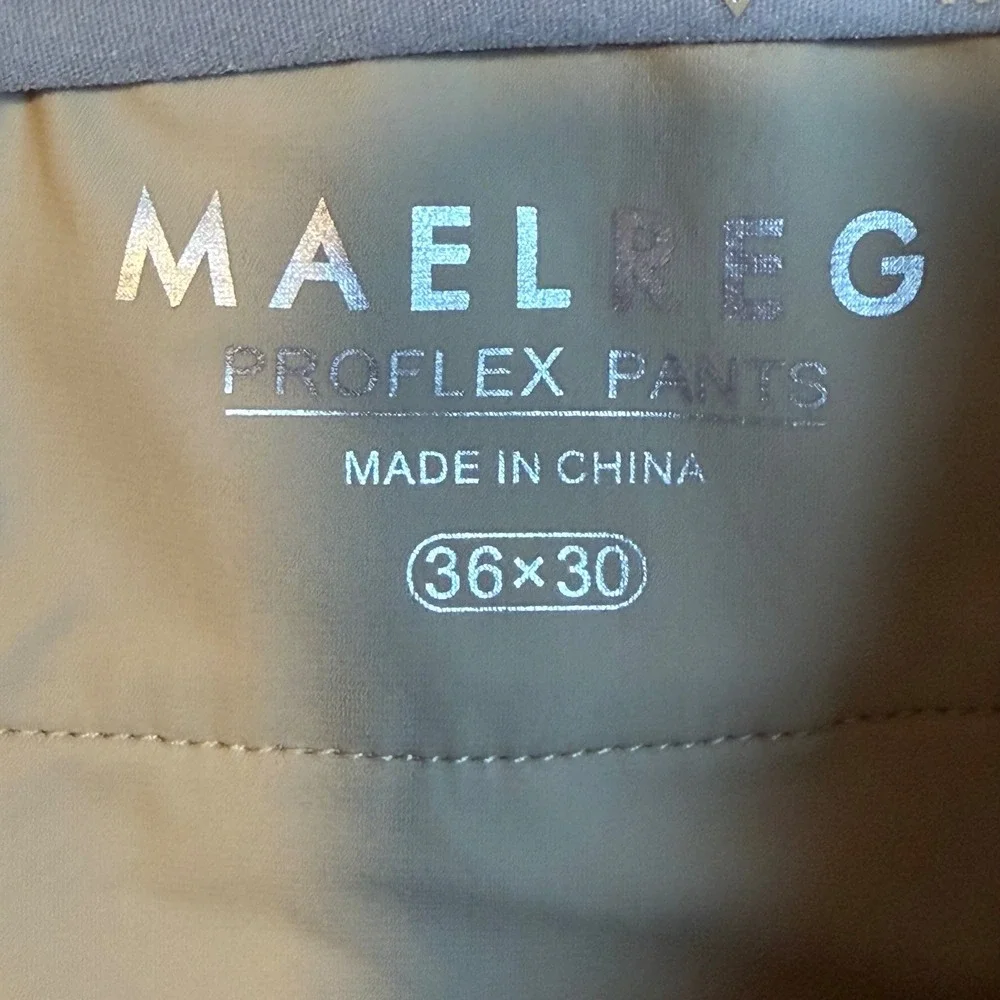 MAELREG Proflex Golf Pants Mens 36x30 Khaki Tan Stretch Athletic Performance
